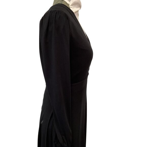 Boden Black Jersey Knit Long-Sleeve Wrap Dress Size 4 - Picture 3 of 5
